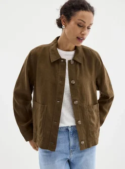 Patch pockets pure linen jacket