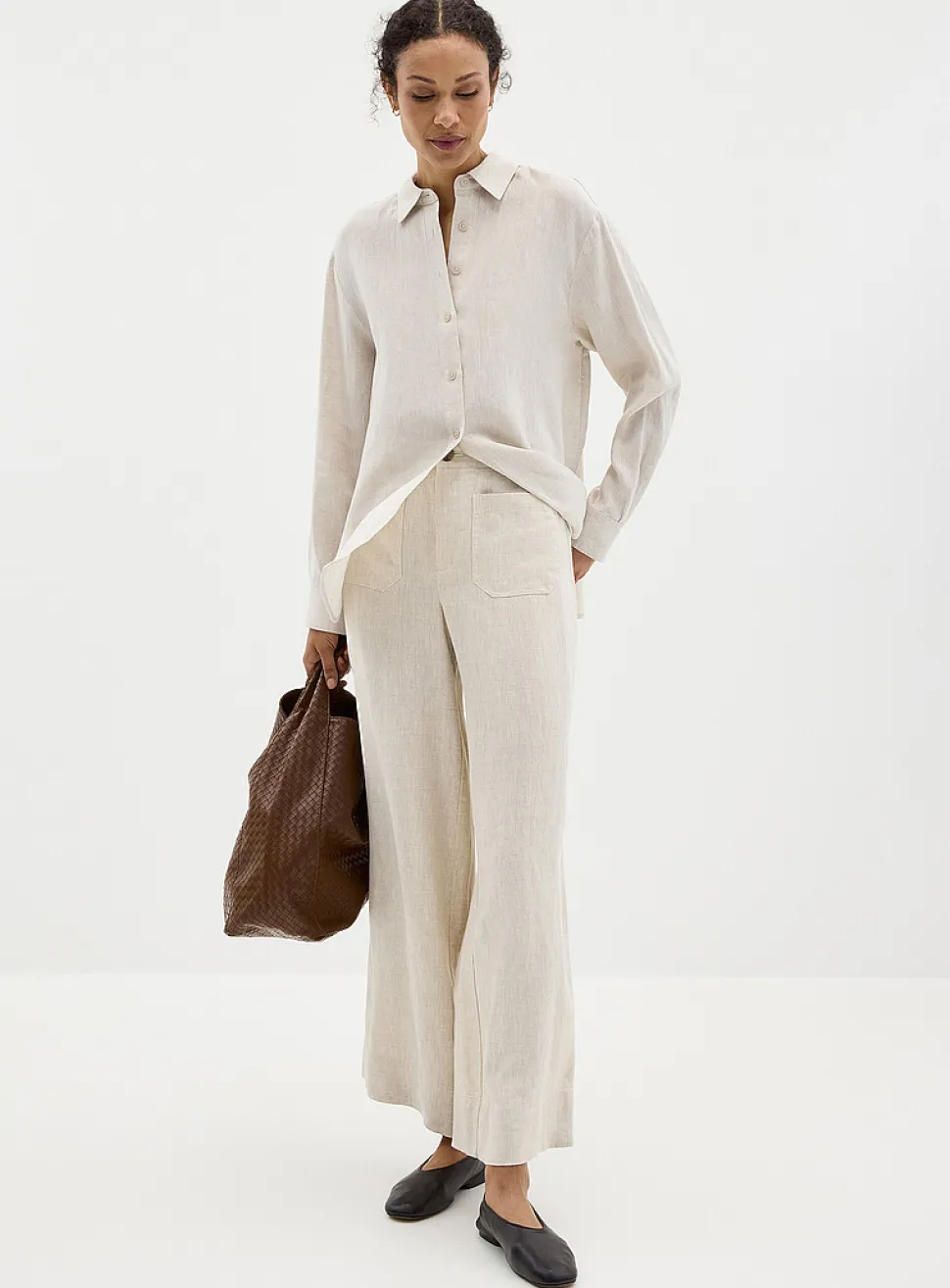 Patch pockets pure linen pant