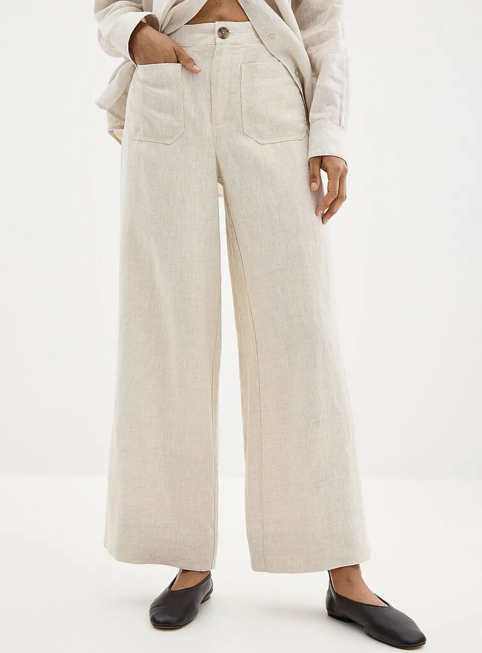 Patch pockets pure linen pant