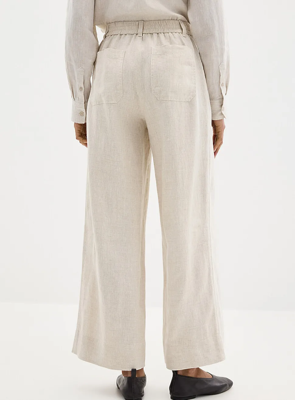 Patch pockets pure linen pant