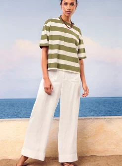 Patch pockets pure linen pant