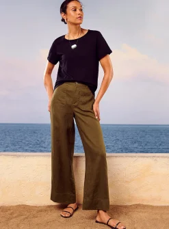 Patch pockets pure linen pant