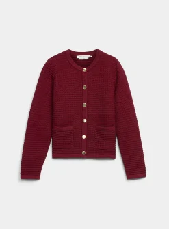 Patch pockets textured cardigan