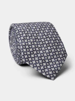 Patterned cotton and wool tie