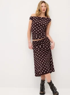 Patterned mesh maxi skirt