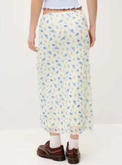 Patterned mesh maxi skirt