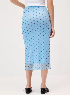 Patterned mesh midi skirt