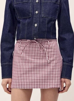 Patterned poplin mini-skort