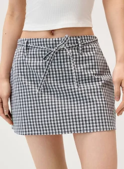 Patterned poplin mini-skort