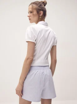 Patterned poplin short
