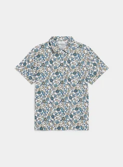 Patterned stretch jersey polo shirt