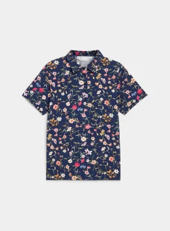 Patterned stretch jersey polo shirt
