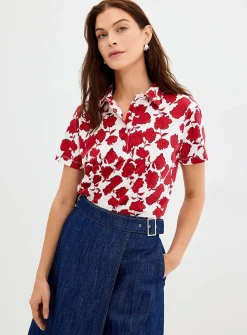 Patterned stretch jersey polo shirt