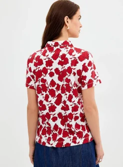Patterned stretch jersey polo shirt