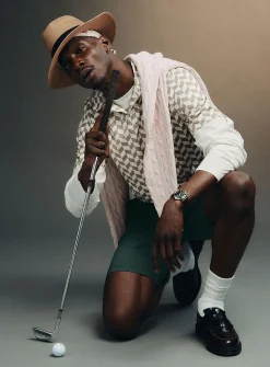 Patterned textured golf polo