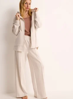 Peachskin-feel straight-leg lounge pant