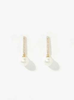 Pearl and bar earrings