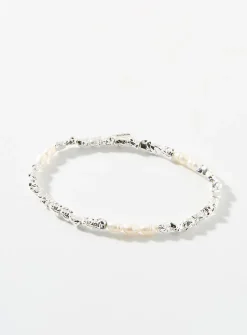 Pearl and hammered-nugget bracelet