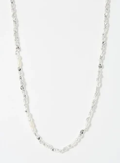 Pearl and hammered-nugget necklace
