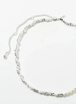 Pearl and hammered-nugget necklace