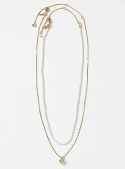Pearly bead and heart chains