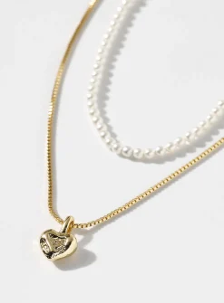 Pearly bead and heart chains
