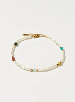 Pearly bead and natural stone anklet