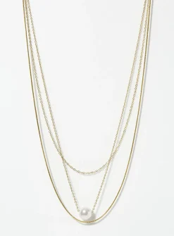 Pearly bead multi-strand necklace