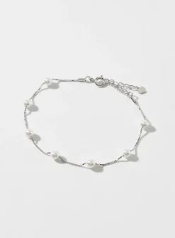 Pearly bead silver bracelet