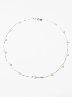 Pearly bead silver chain