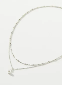 Pearly bead two-tier necklace