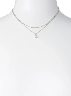 Pearly bead two-tier necklace