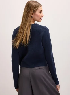 Pearly bow button boxy-fit cardigan