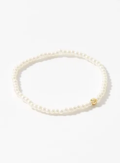 Pearly-bead gold-accent bracelet