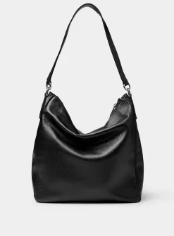 Pebbled leather minimalist hobo bag
