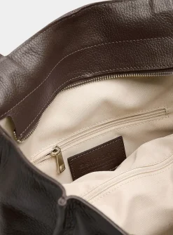Pebbled leather square tote bag