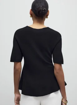 Peplum waist soft knit sweater