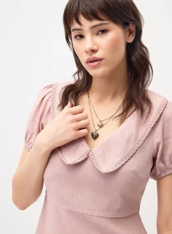 Peter Pan collar linen blend minidress