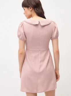 Peter Pan collar linen blend minidress