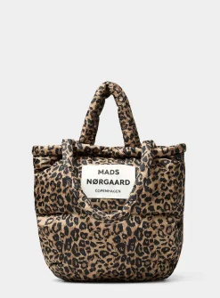 Pillow leopard rugged fabric puffy tote bag