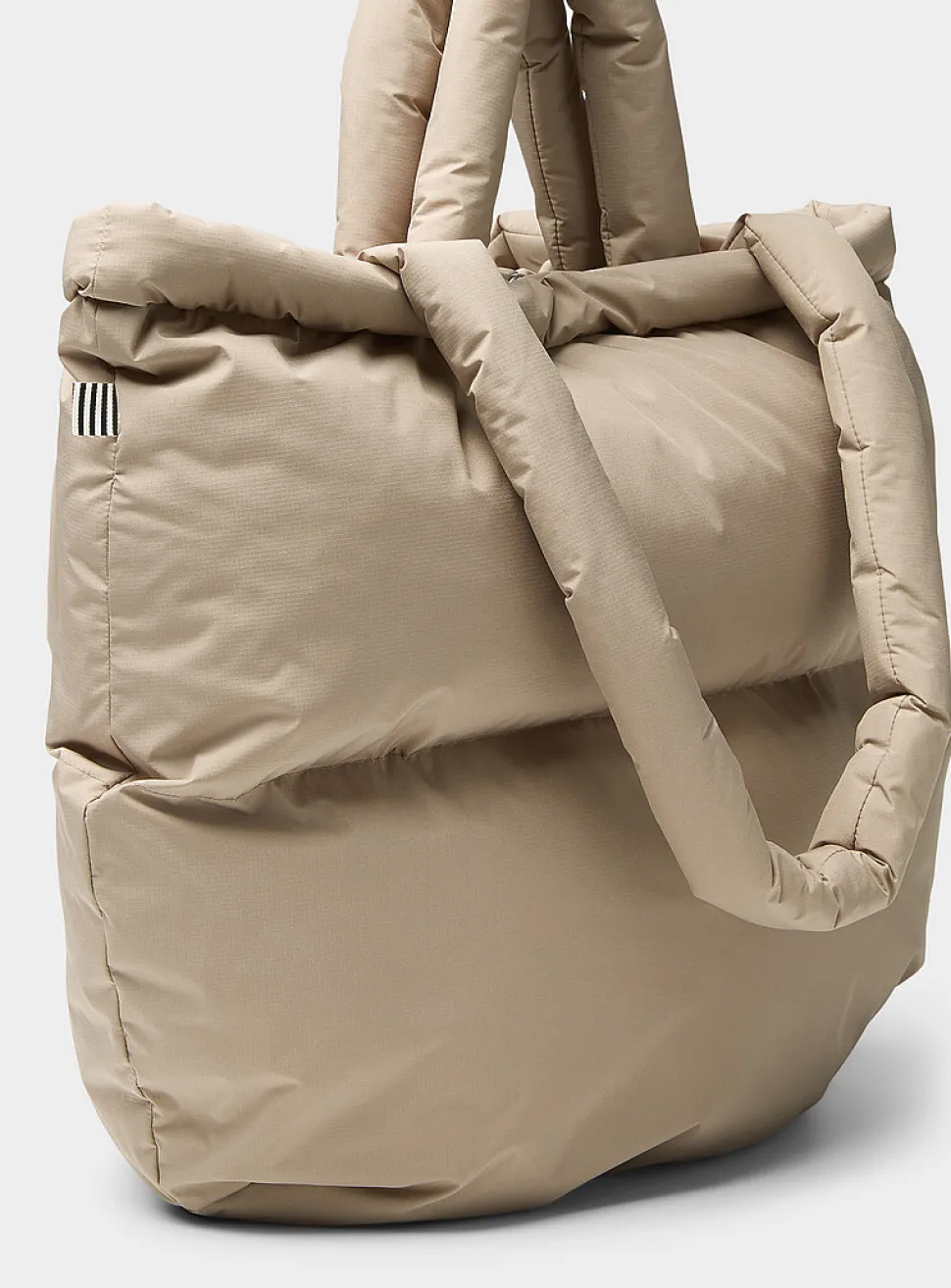 Pillow solid rugged fabric puffy tote bag