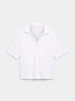 Pima cotton Johnny collar boxy T-shirt