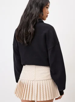 Pin dot pleated miniskirt