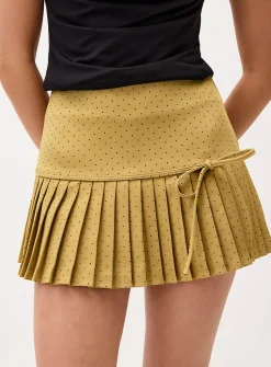 Pin dot pleated miniskirt