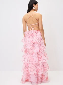 Pink butterfly maxi dress