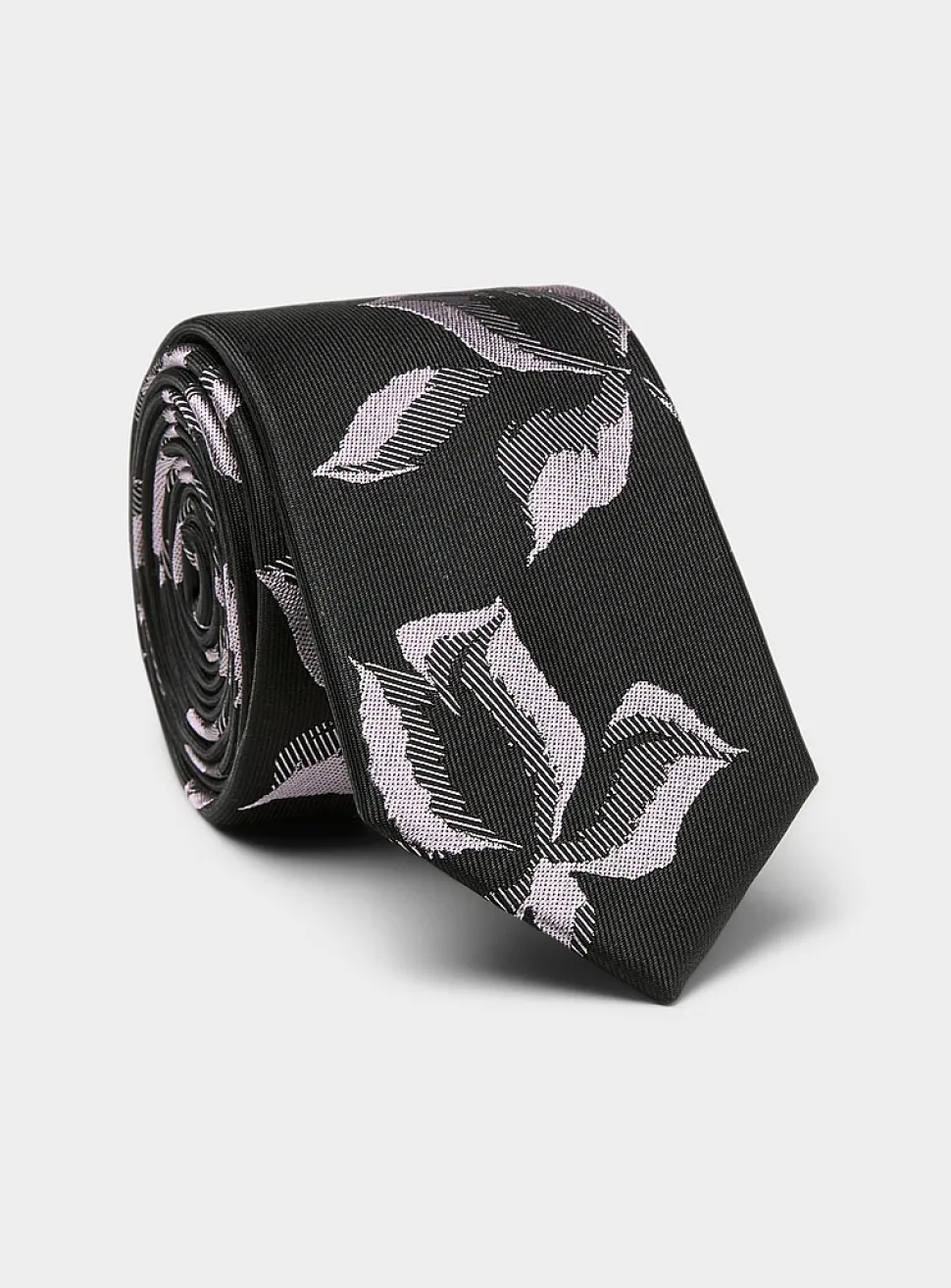 Pink floral jacquard pure silk tie