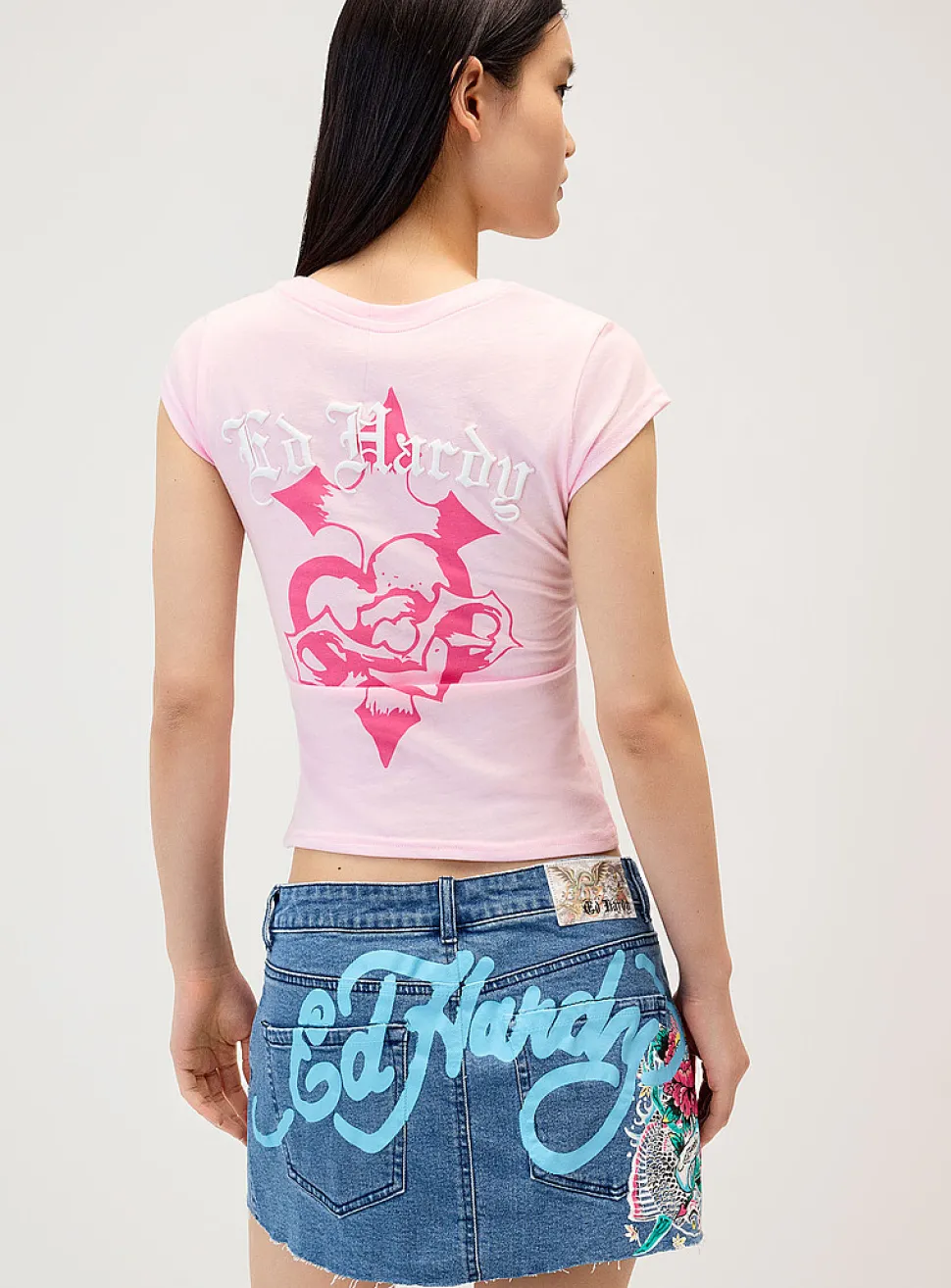 Pink leopard print fitted T-shirt