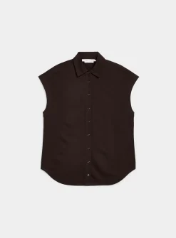 Piqué jersey cap-sleeve shirt