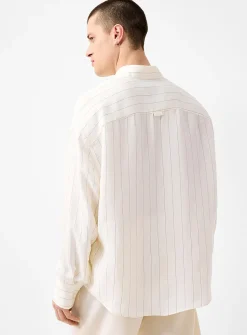 Piqué-stripe lightweight shirt