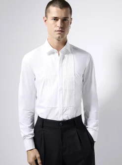 Pleated bib tuxedo shirt